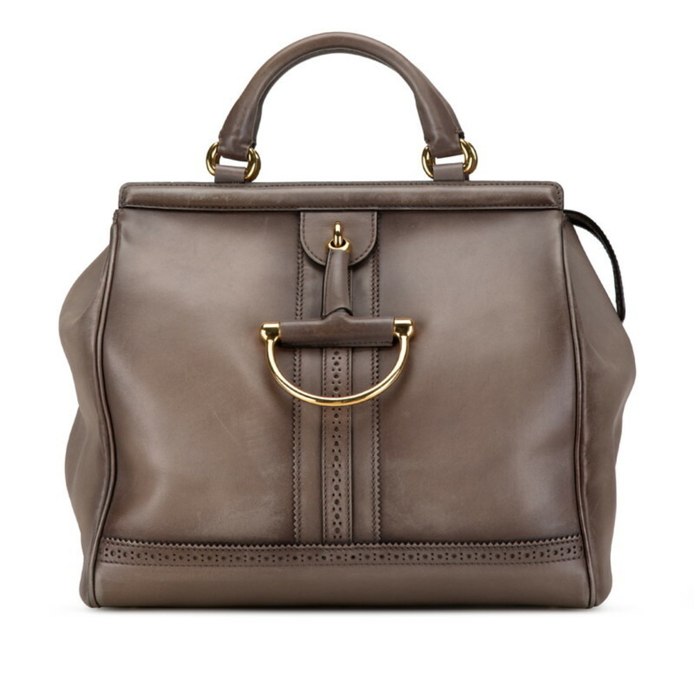 Gucci Horsebit Leather Handbag Light Grey